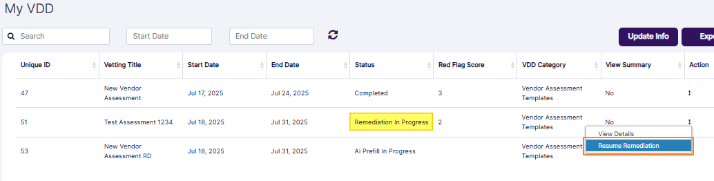 Resume Remediation option