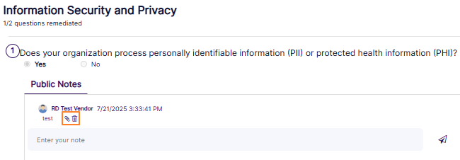 View of attach and delete icon against posted note