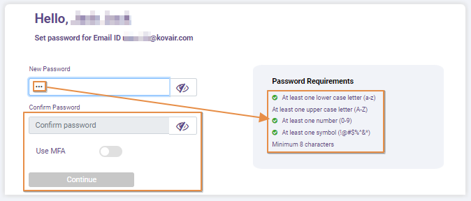 Satisfied condition met for setting password