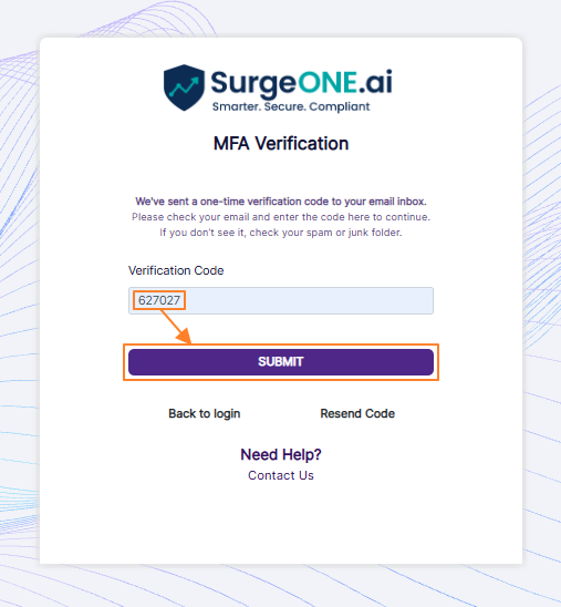 MFA Verification page view