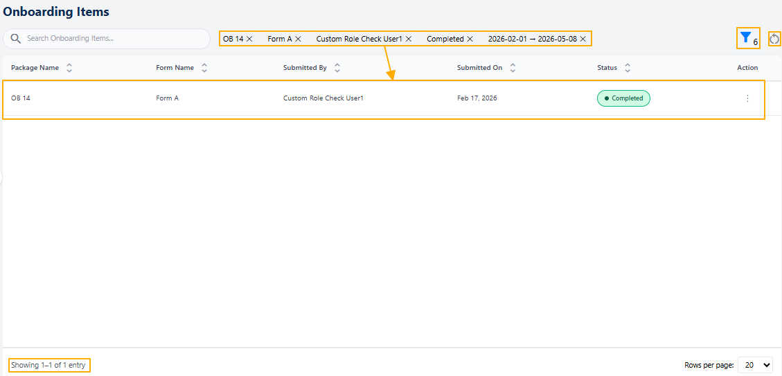 UI changes after filter condition application and grid view result fetched based on filters