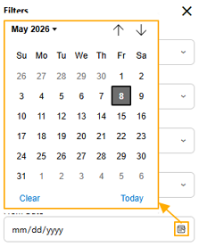 From Date field with calendar picker for start-date selection