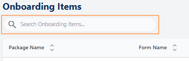 Search bar to quickly find added Onboarding Items