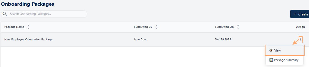 Clicking on the View menu option