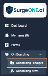 Onboarding Packages menu option