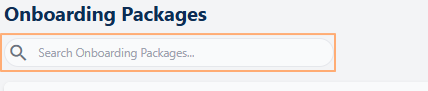 Search bar to quickly find added Onboarding Packages
