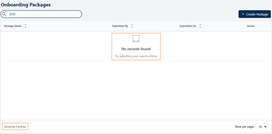 No matching records found