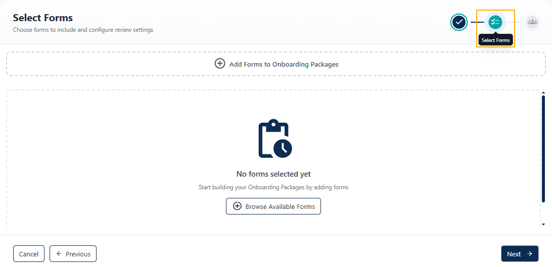 Default view of the second tab
