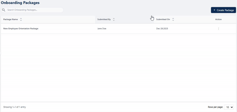 Viewing an Onboarding Package