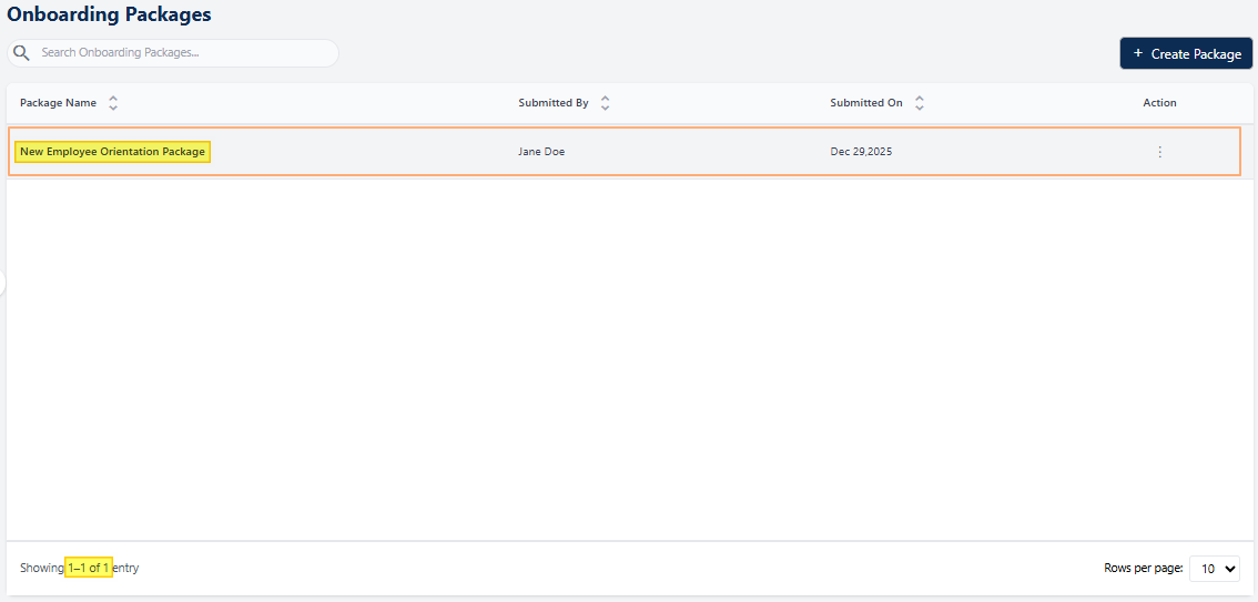 Created Onboarding Package