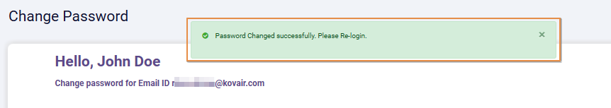 Success notification prompted