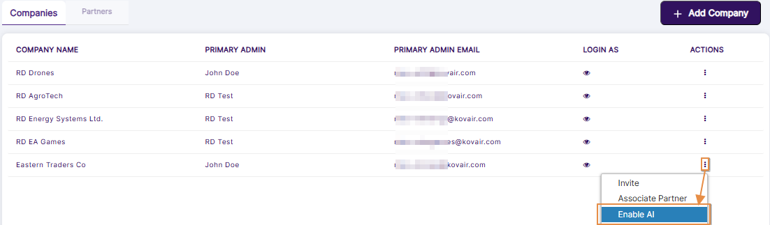 Enable AI menu option
