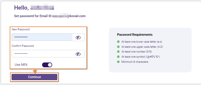 Setting login password and enabling MFA