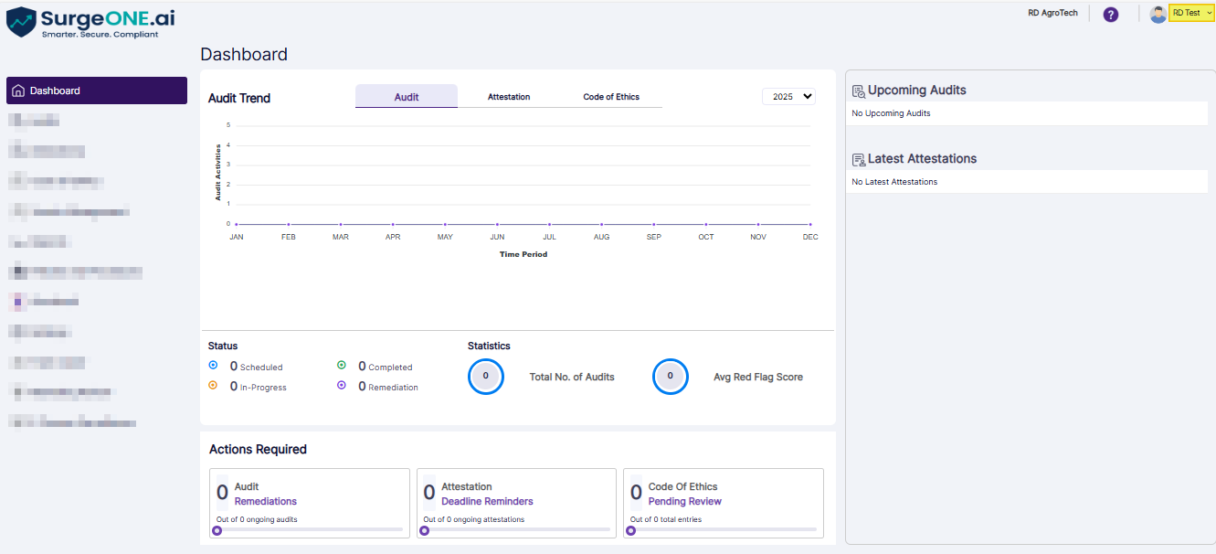 Partner Contact user masqueraded into SurgeONE.ai Dashboard view of the chosen firm