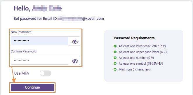 Setting own Partner account password