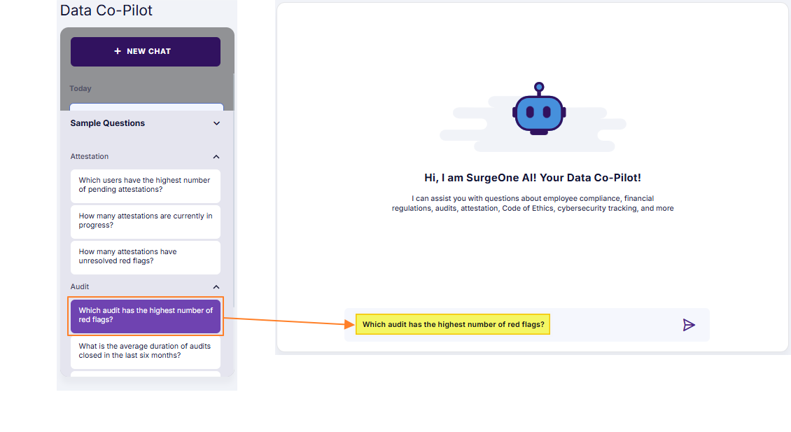 View of the default sample question of the chosen Audit category