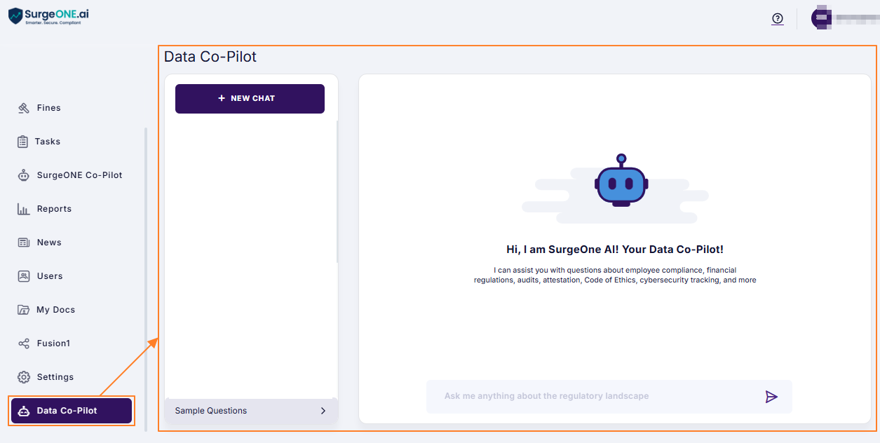 Policies and Procedures Data Co-Pilot view