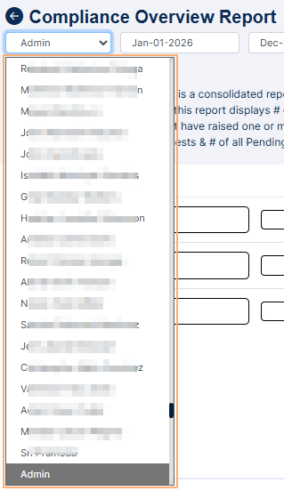 User selection dropdown