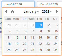 Start date calendar selection