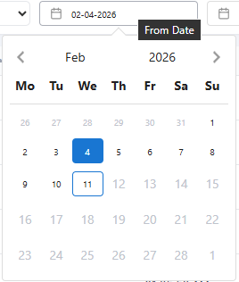 Calendar Selection – From Date