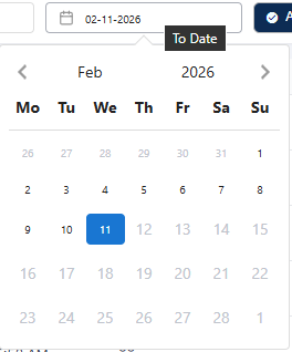 Calendar Selection – To Date