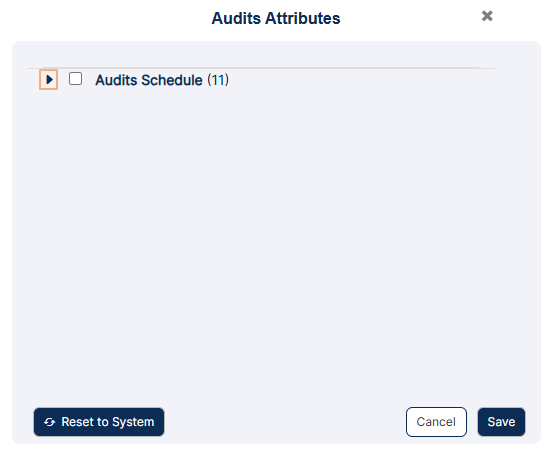 Collapsed view of the various column labels and its selection status