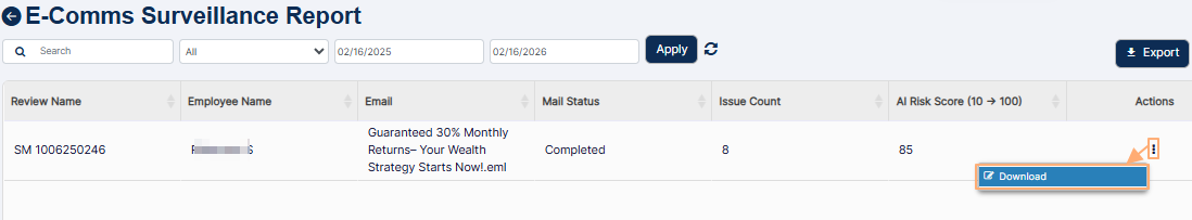 Using the Download menu option