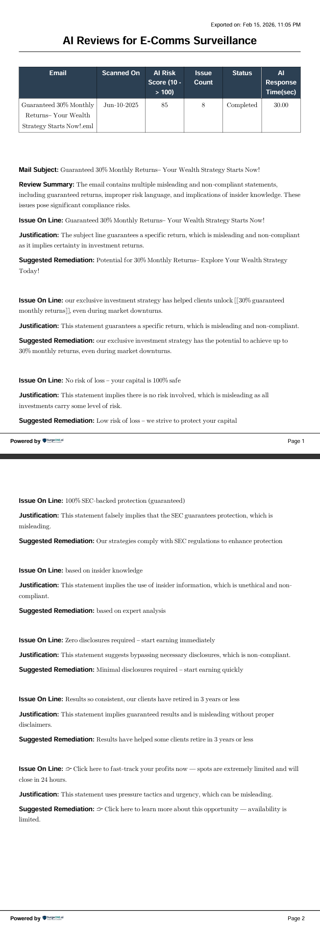 View of the contents of the downloaded file