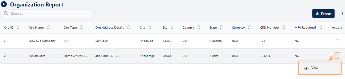 Clicking on the View menu option