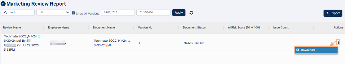 Using the Download menu option