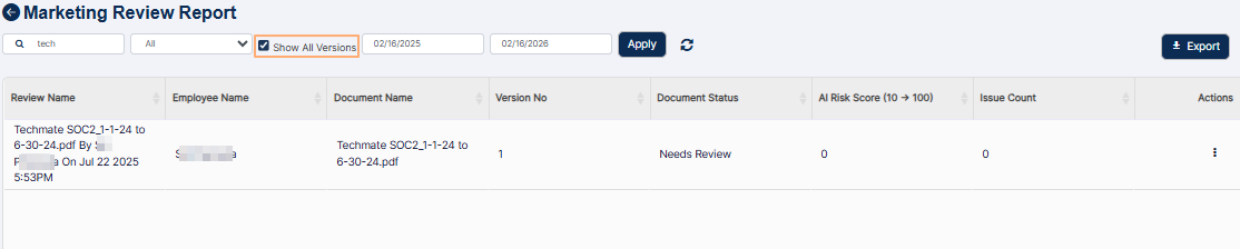 Show All Versions checkbox