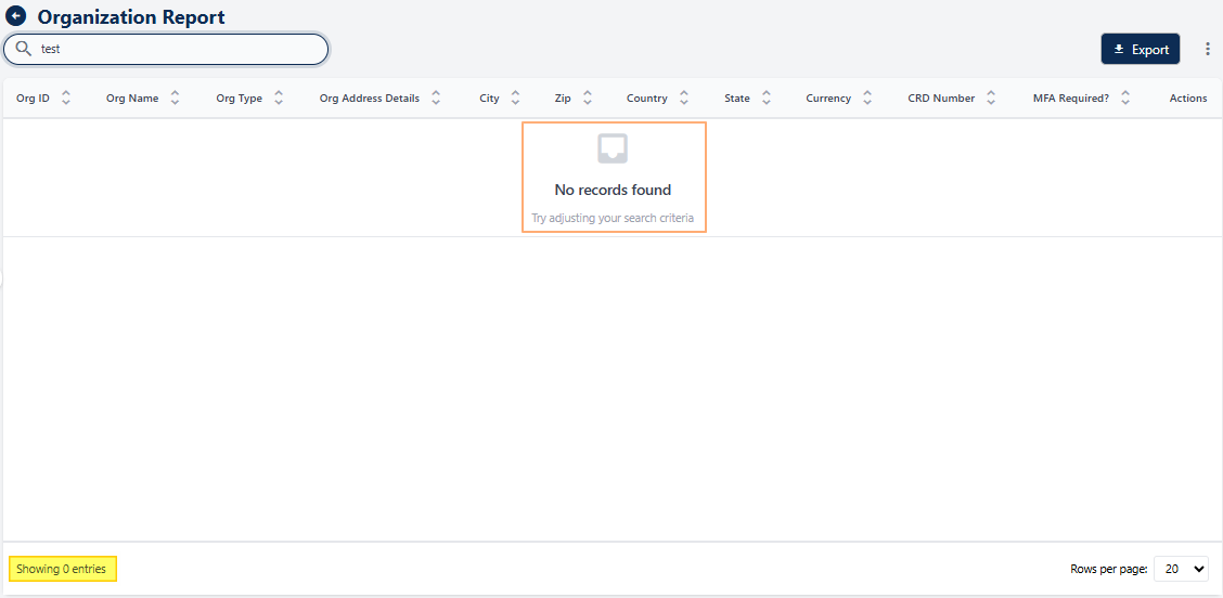 No matching records found