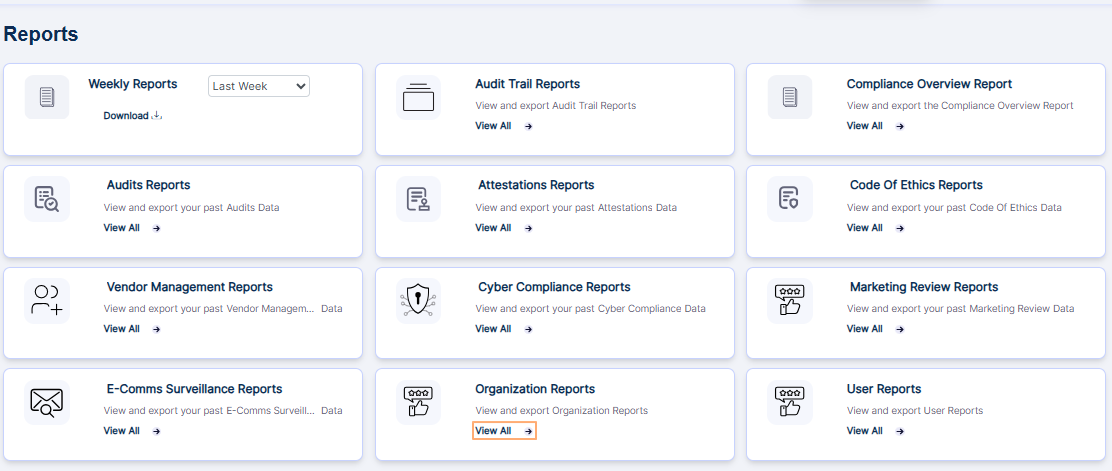 Option to view the Organization Report page