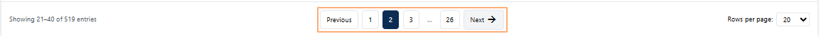 Previous and Next buttons with page numbers when multiple pages are present
