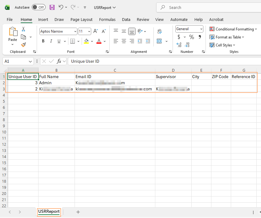 View of the file content