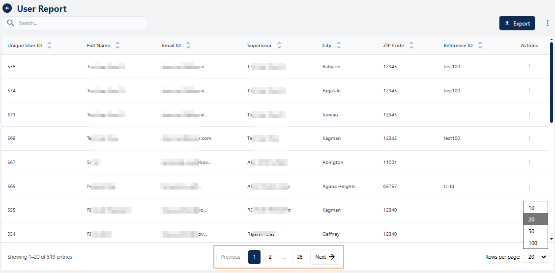 Previous and Next buttons with page numbers when multiple pages are present