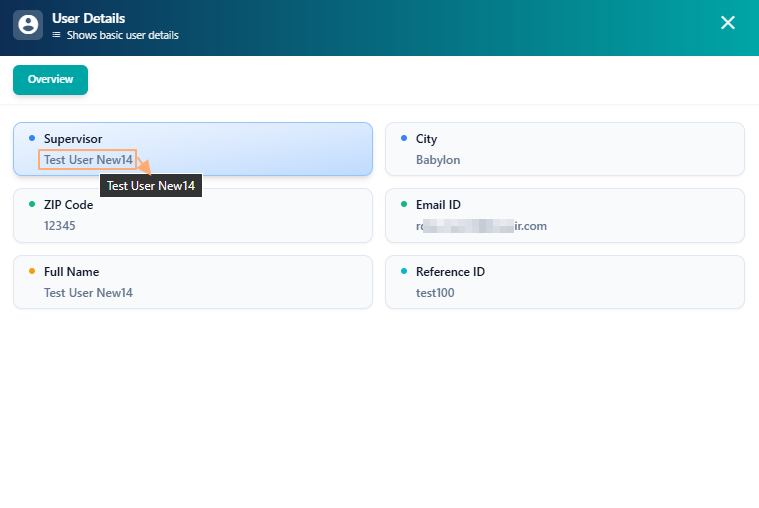 Tooltip view of field data