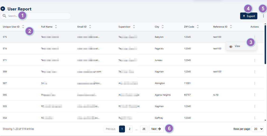 Understanding the various elements of the User Report page