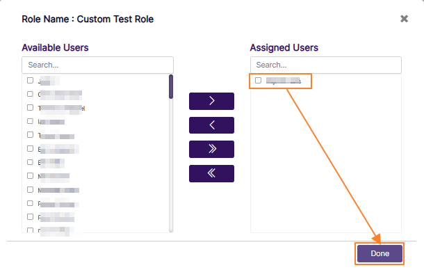 Button to confirm user(s) assignment to the custom role
