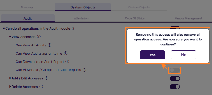 Prompted confirmation window to disable an auto-enabled slider