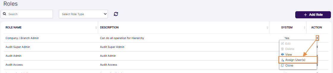 Enabled Assign User(s) menu option