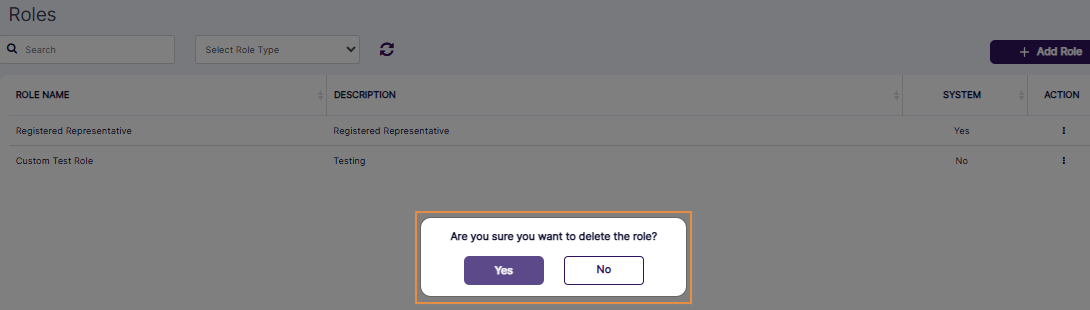 Confirmation modal prompt to remove custom role