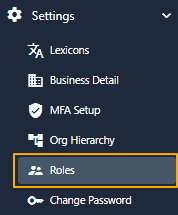 Roles sub-menu option under the Settings menu option