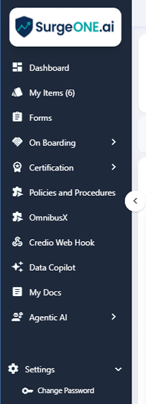 Left panel menu visibility of an Officers Role user 
