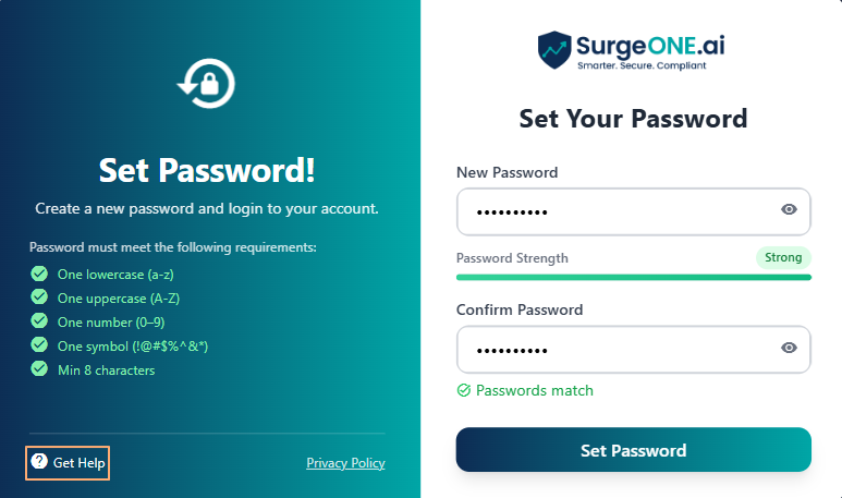 SurgeONE Get Help option