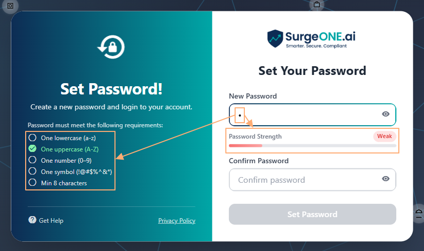 Proceeding to enter a password