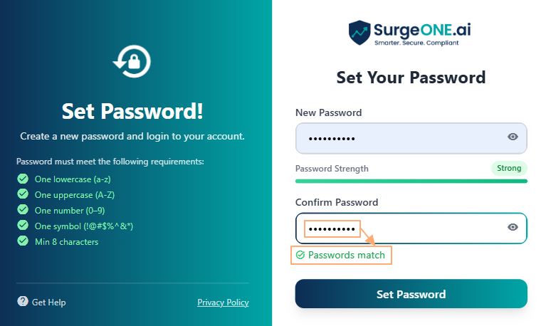 Proceeding to again provide the entered password