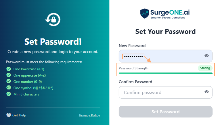 Strong password entered