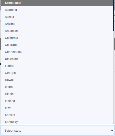 State dropdown