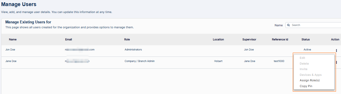 Icon to toggle the row context menu options